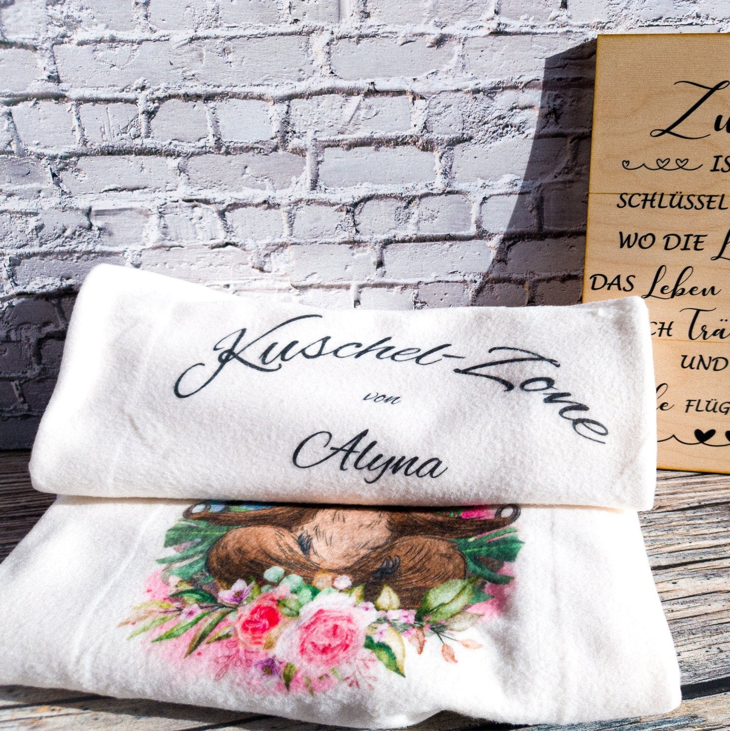 Kuscheldecke mit Namen I Fleecedecke mit Motiv I Sofadecke individualisiert