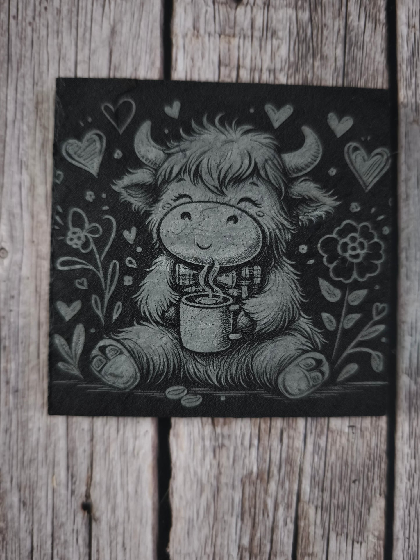 Untersetzer „Highland Coffee Love“ – gemütliche Momente für dein Zuhause
