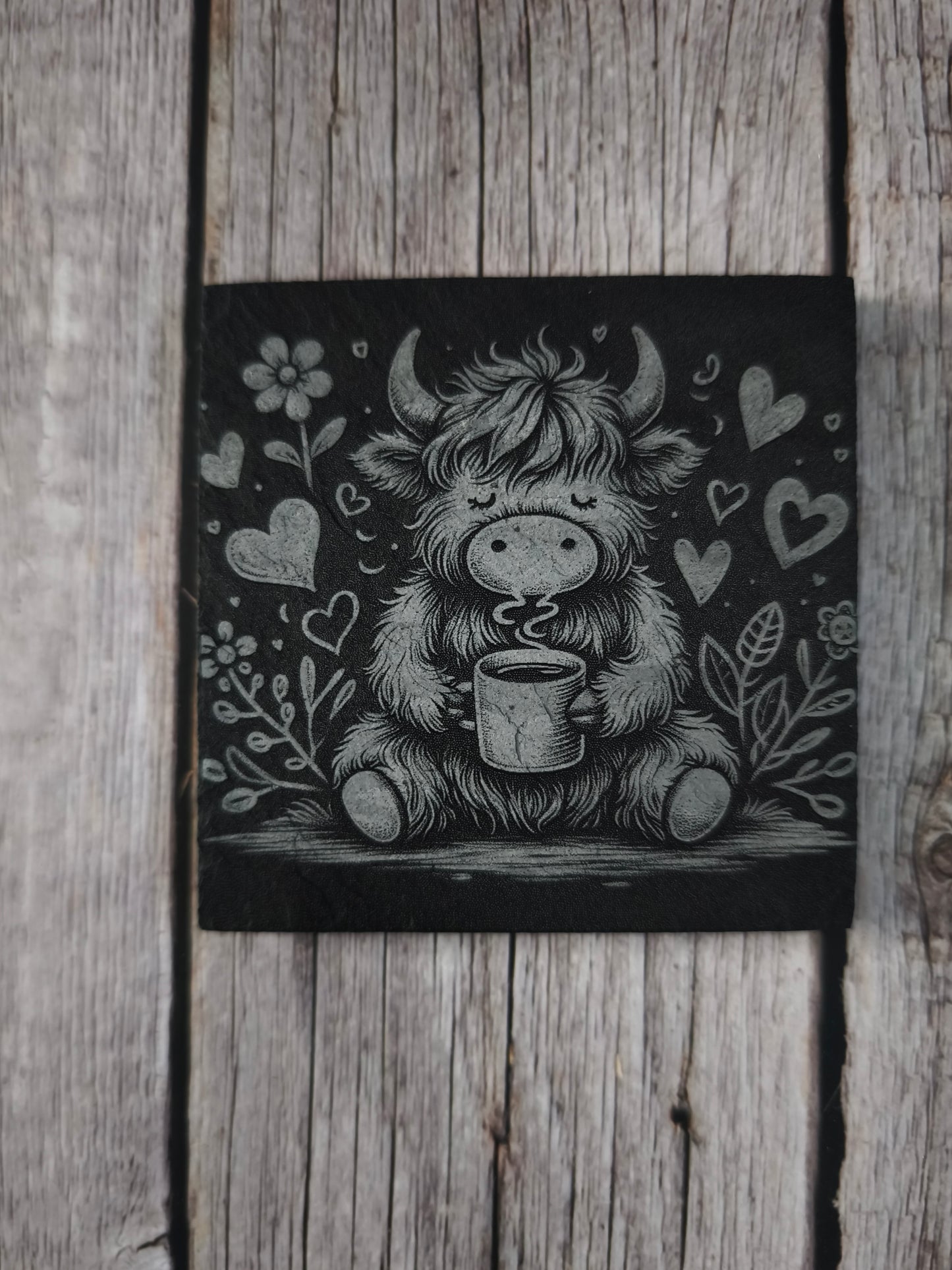 Untersetzer „Highland Coffee Love“ – gemütliche Momente für dein Zuhause