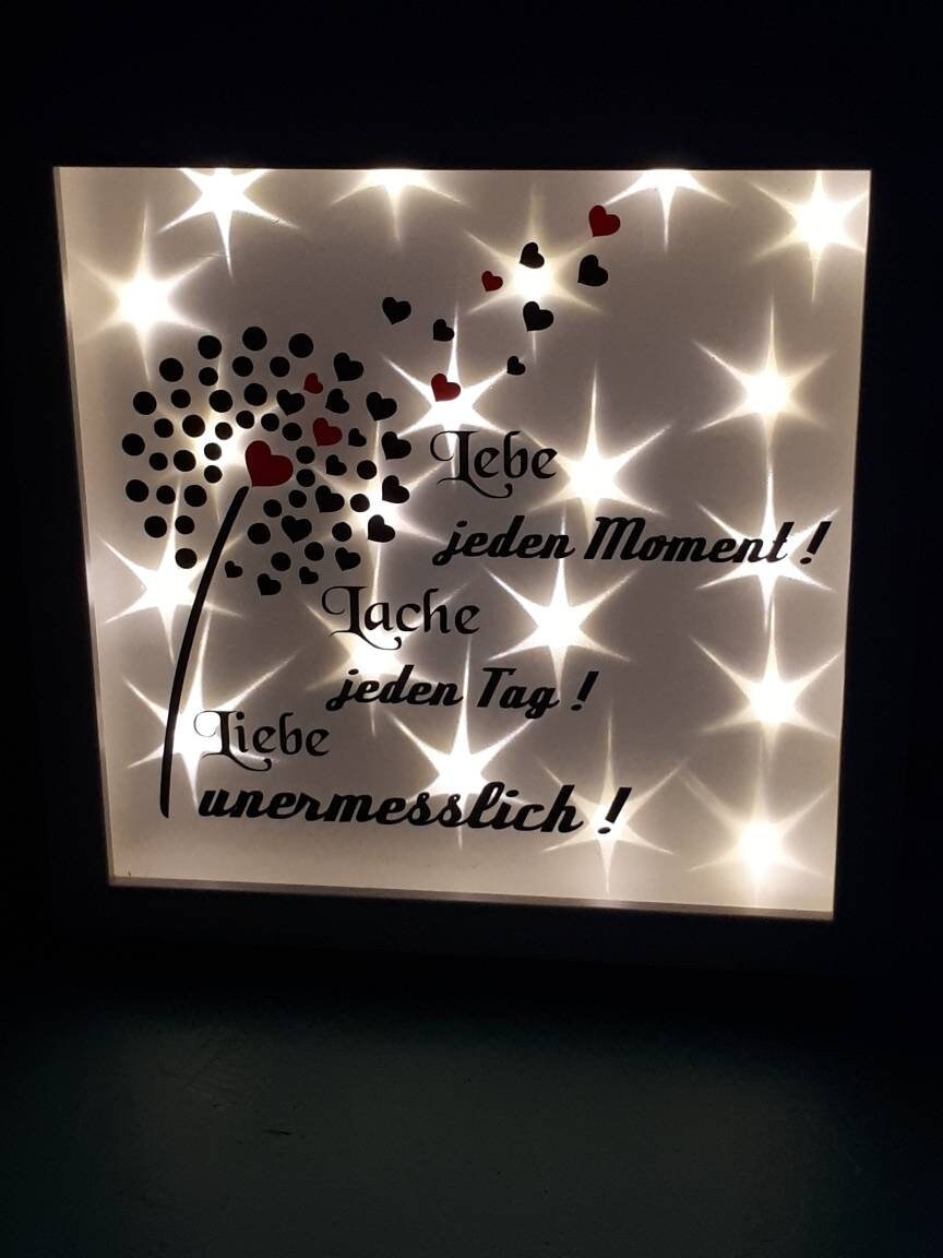 Rahmen LED beleuchtet mit Spruch Lebe, Lache, Liebe