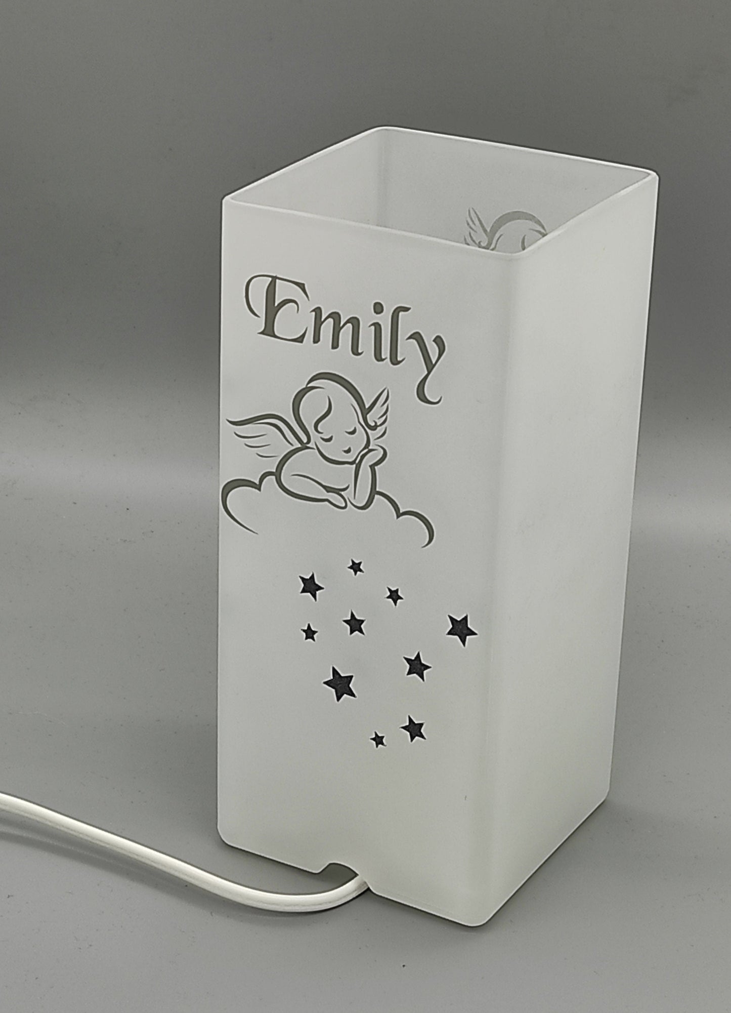 Lampe, Tischlampe mit Spruch "Schutzengel"