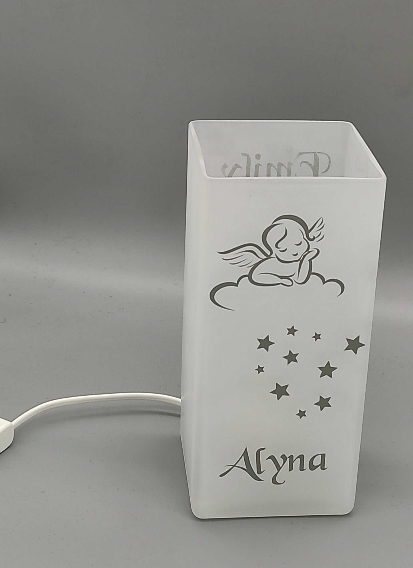 Lampe, Tischlampe mit Spruch "Schutzengel"