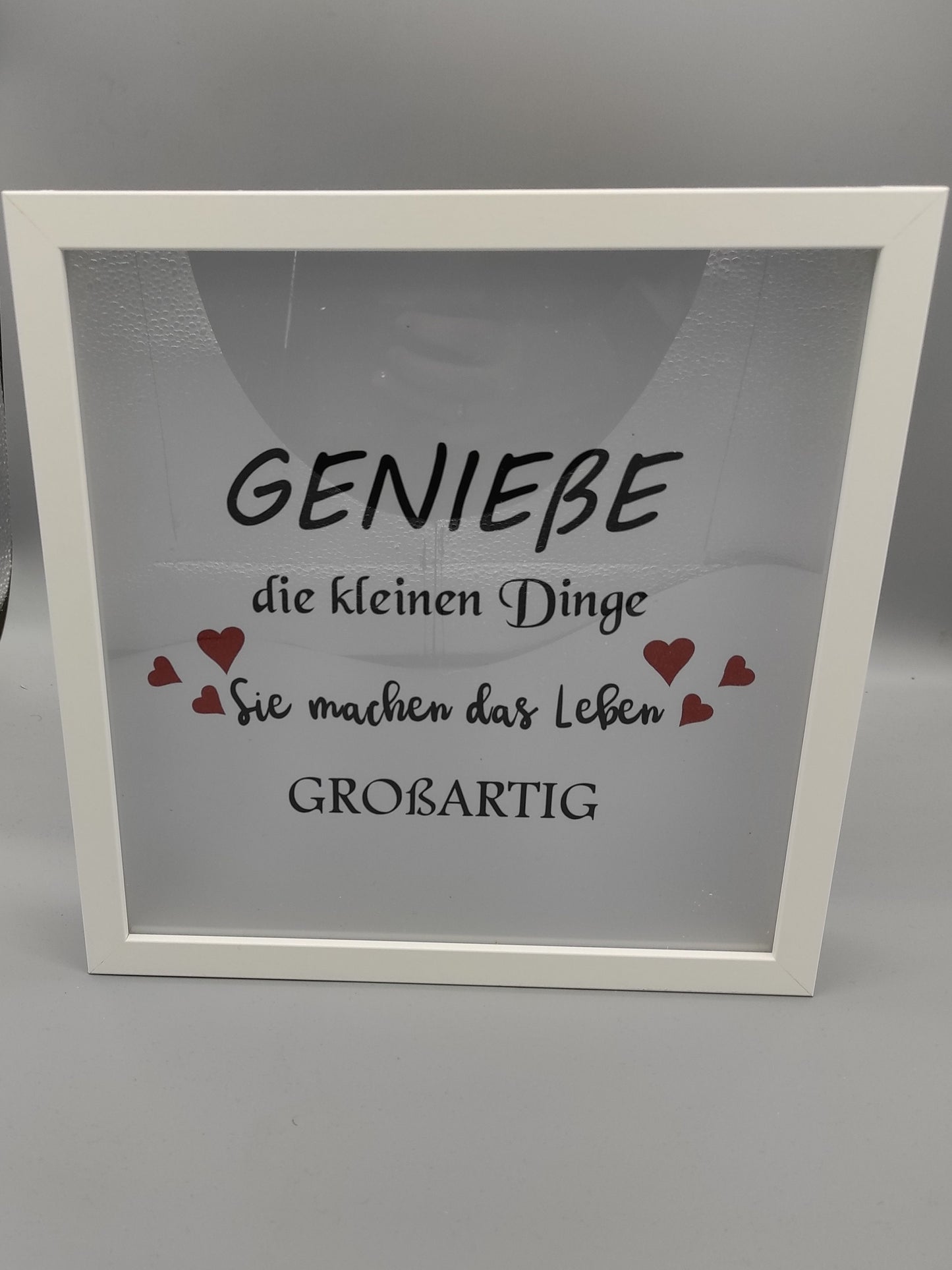 Rahmen LED beleuchtet mit Spruch "Genieße die kleinen Dinge..."